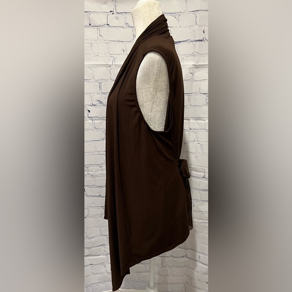 Mitchell Gross Spin Womens Brown Cap Sleeve Open Cardigan Duster Size XL - Picture 2 of 5